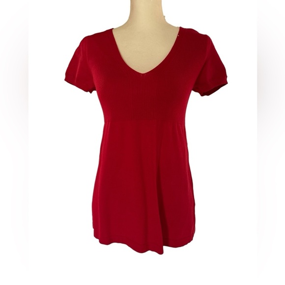 NWT Style &‎ Co Sweater Short Puff Sleeves Ribbed Red Women’s Size Medium - Picture 1 of 6